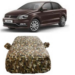 Waterproof Car Body Cover Compatible with Ameo with Mirror Pockets (Jungle Print)